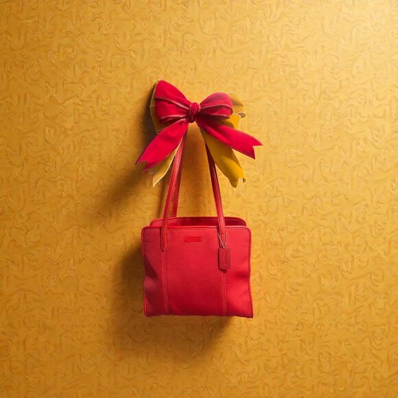 VTG Coach Neo Collection Tote 6206 Red Neoprene Leather Shoulder Bag 90s DR Made - Picture 1 of 12